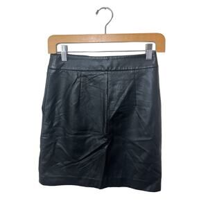 French Connection Faux Leather Mini Skirt Black Zipper 2 Biker Witchy Goth Sexy
